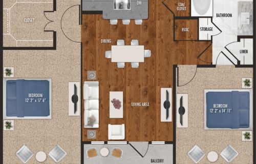 B1: Sharable and Comfortable Two-Bedroom Apartments