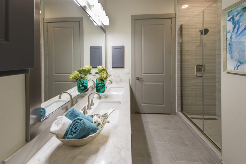 luxury spa bathroom with shower